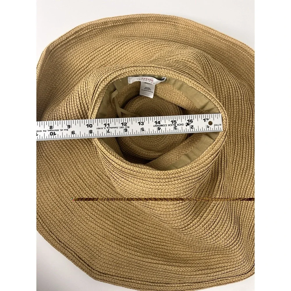Trina Turk Palmas‎ Oversized Sun Hat OS NWOT Pink Ribbon Tan Floppy Resort Beach